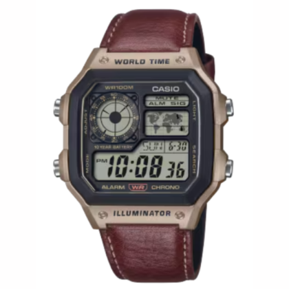 Casio General AE-1200WHL-5AV Leather Band Digital Men Watch